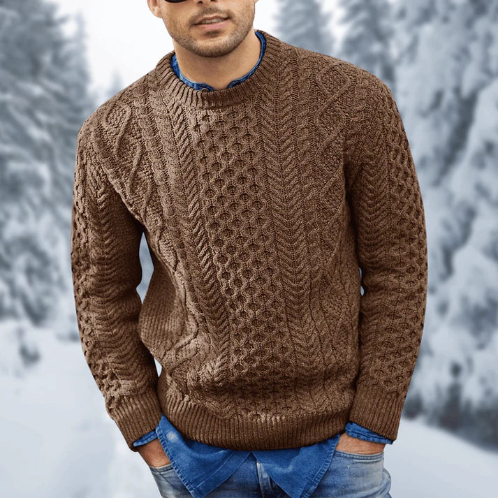 Callum Men's Sweater – Warm, Elegant Cable-Knit Pullover for Cozy Winters