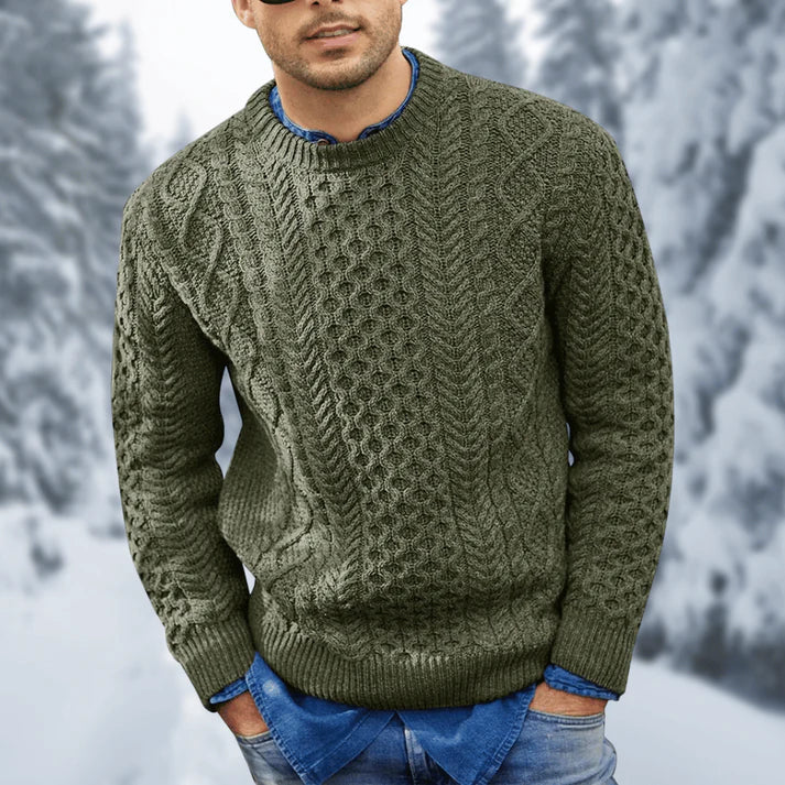 Callum Men's Sweater – Warm, Elegant Cable-Knit Pullover for Cozy Winters
