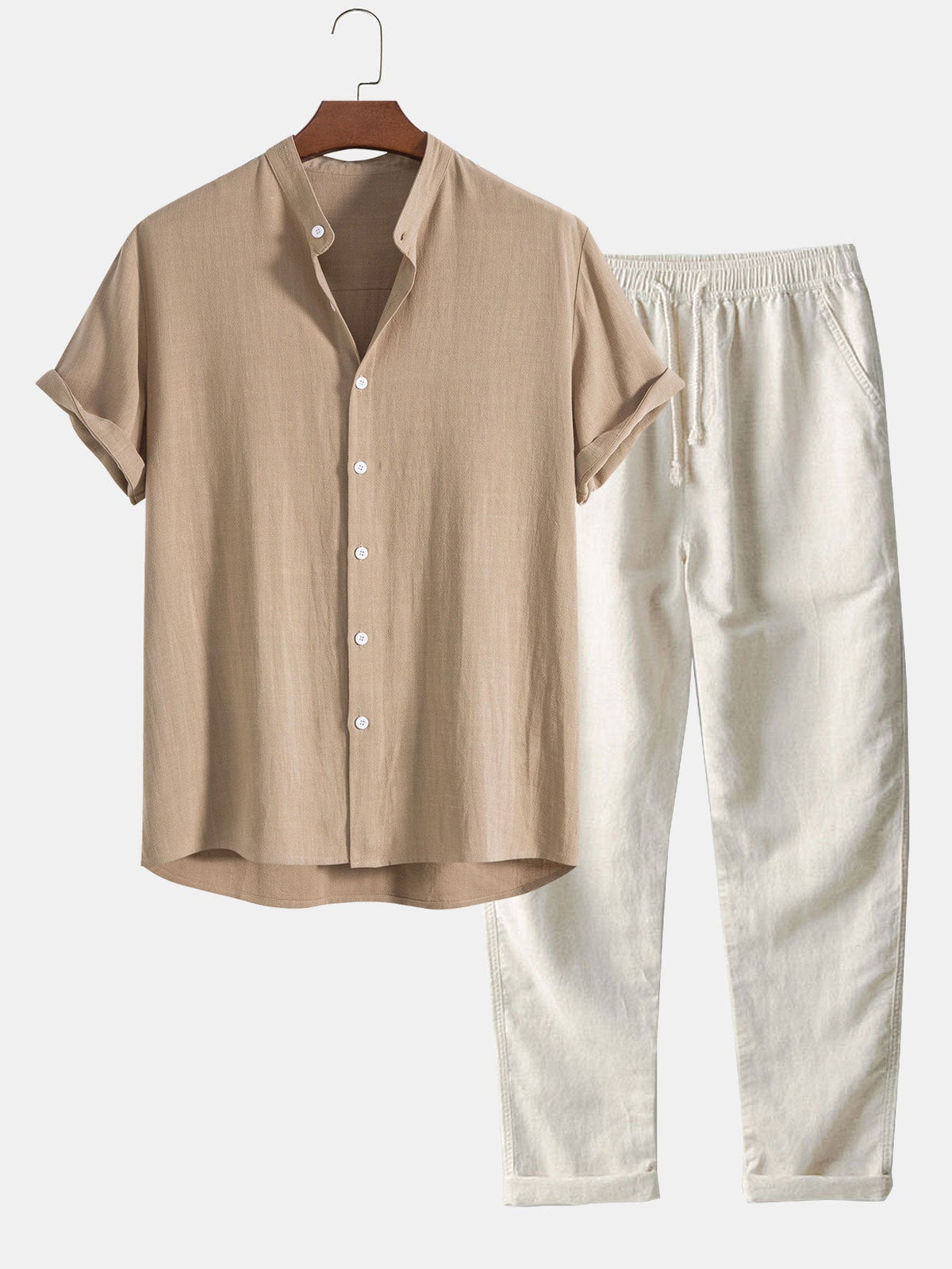 Marcus Men's Summer Two-Piece Set – Breathable Linen-Feel Style with Short Sleeves & Easy-Fit Trousers