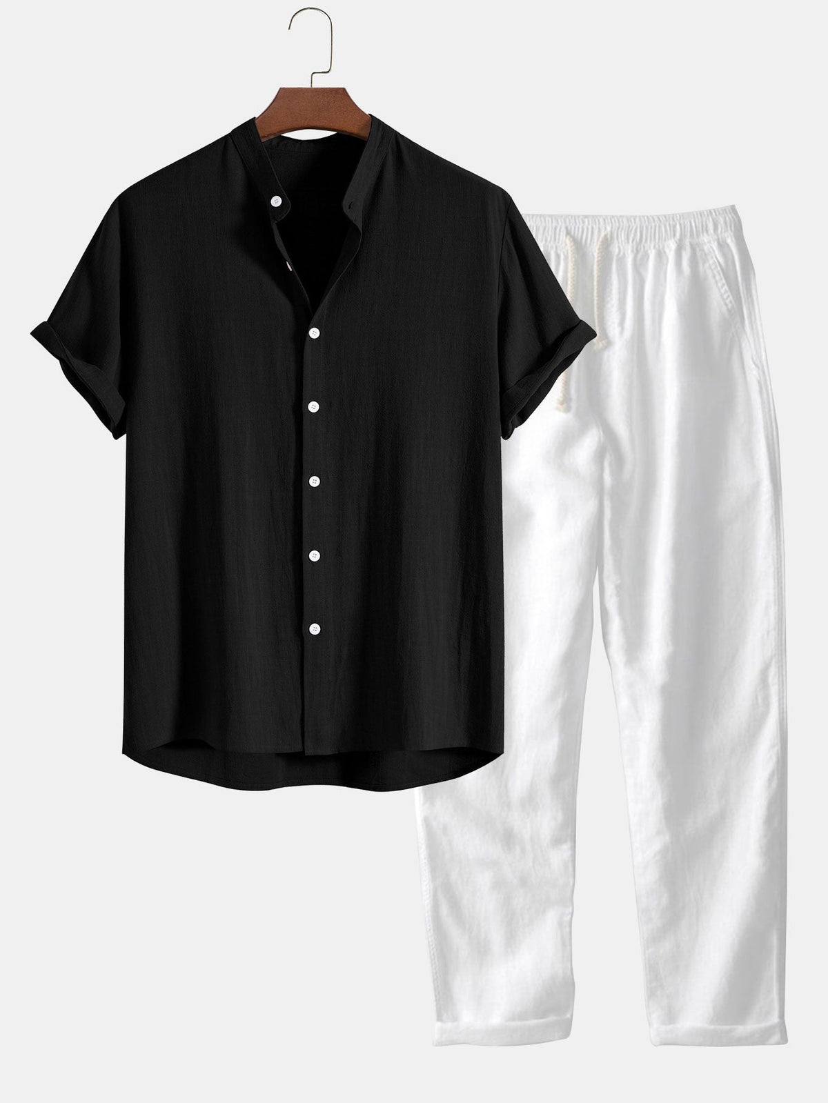 Marcus Men's Summer Two-Piece Set – Breathable Linen-Feel Style with Short Sleeves & Easy-Fit Trousers