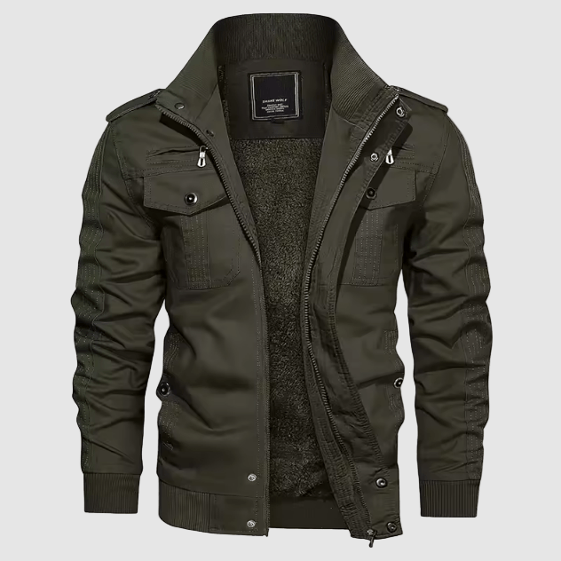 Xavier Bomber Jacket for Men – Warm Pilot-Style Jacket with Fleece Lining & Stand Collar
