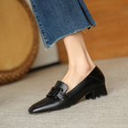 Marielle Women's Mary Jane Loafers – Leather Shoes with a Chunky Heel for All-Day Comfort
