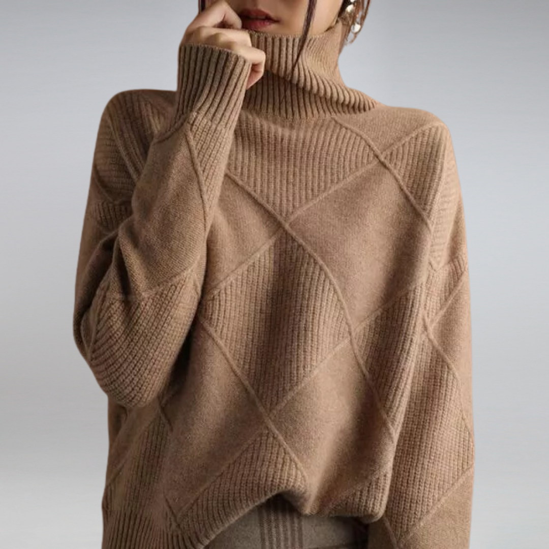 Josephine Women's Sweater – Elegant Cashmere Turtleneck, Soft & Cozy for Winter Comfort