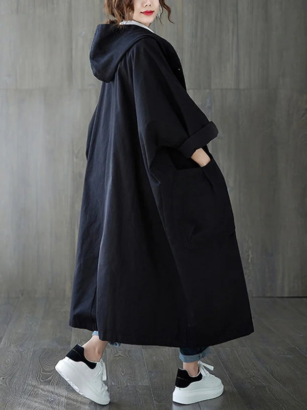 Adeline Women's Trench Coat – Long Hooded Coat with an Elegant Fit for Rainy Days