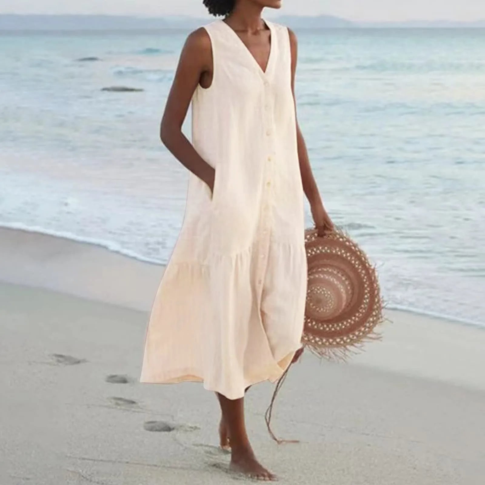 Josephine Women's Summer Dress – Elegant V-Neck Dress with an Airy Fit & Timeless Design