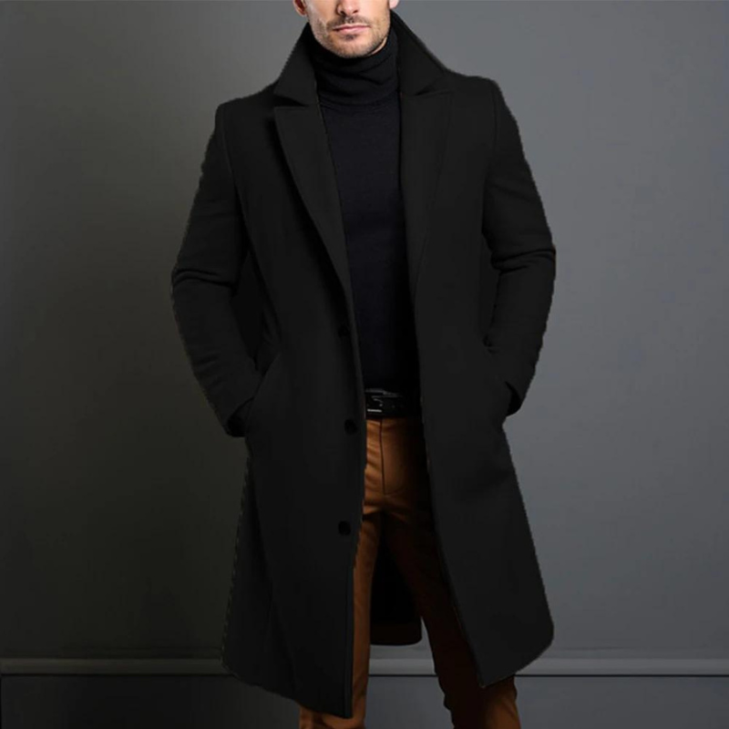Nathaniel Men's Wool Coat – Classic Cut with Warm, Durable Fabric & Timeless Design