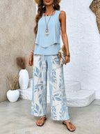Rosalind Women's Set – Elegant Floral-Print Top & Trousers with a Flattering, Comfortable Fit