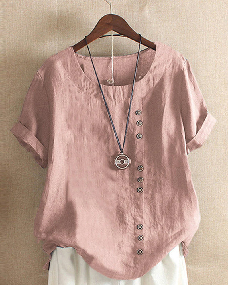 Noelle Women's Blouse – Lightweight Linen Blouse with Button Front & Effortless Natural Look