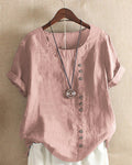 Noelle Women's Blouse – Lightweight Linen Blouse with Button Front & Effortless Natural Look