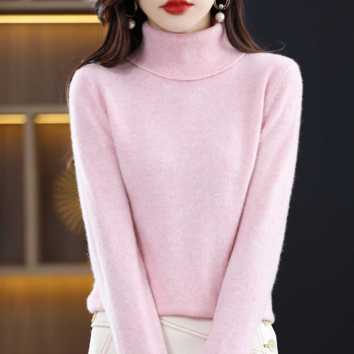 Corinne Cashmere Turtleneck Sweater for Women – Premium Soft Knit for Warmth and Light Comfort