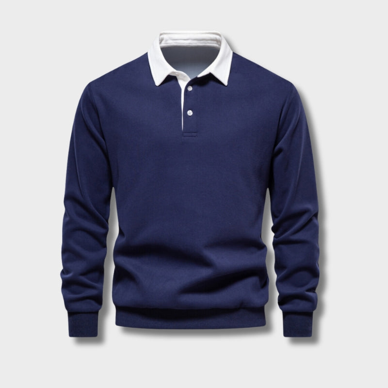 Nathaniel Men's Polo Sweater – Long-Sleeve Breathable Knit with a Classic Collar & Timeless Style