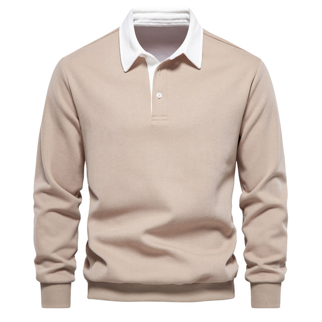 Nathaniel Men's Polo Sweater – Long-Sleeve Breathable Knit with a Classic Collar & Timeless Style