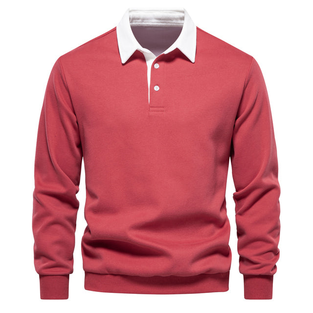 Nathaniel Men's Polo Sweater – Long-Sleeve Breathable Knit with a Classic Collar & Timeless Style