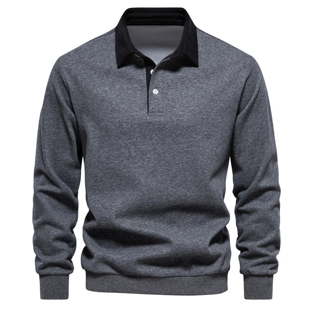 Nathaniel Men's Polo Sweater – Long-Sleeve Breathable Knit with a Classic Collar & Timeless Style