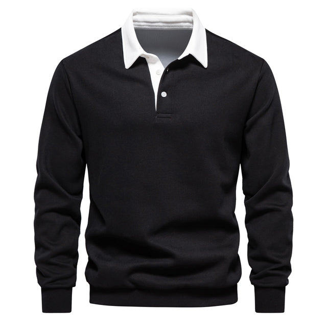 Nathaniel Men's Polo Sweater – Long-Sleeve Breathable Knit with a Classic Collar & Timeless Style