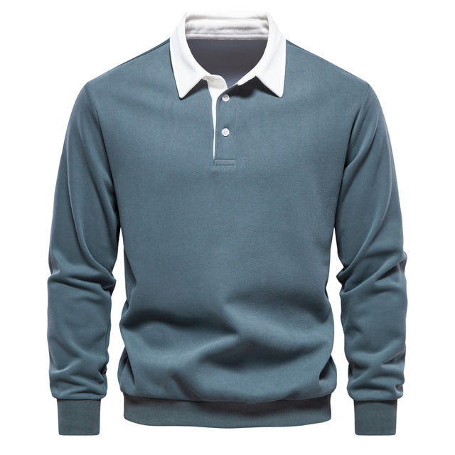 Nathaniel Men's Polo Sweater – Long-Sleeve Breathable Knit with a Classic Collar & Timeless Style