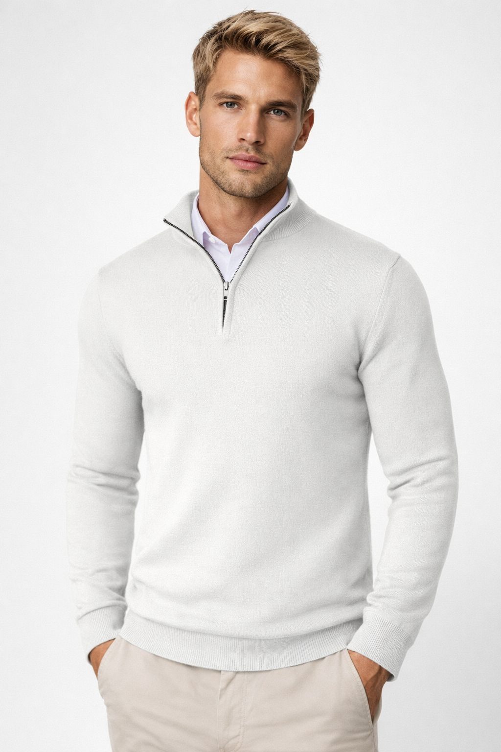 Marcus Men's Half-Zip Sweater – Stand Collar, Soft Knit & Smart-Casual Style