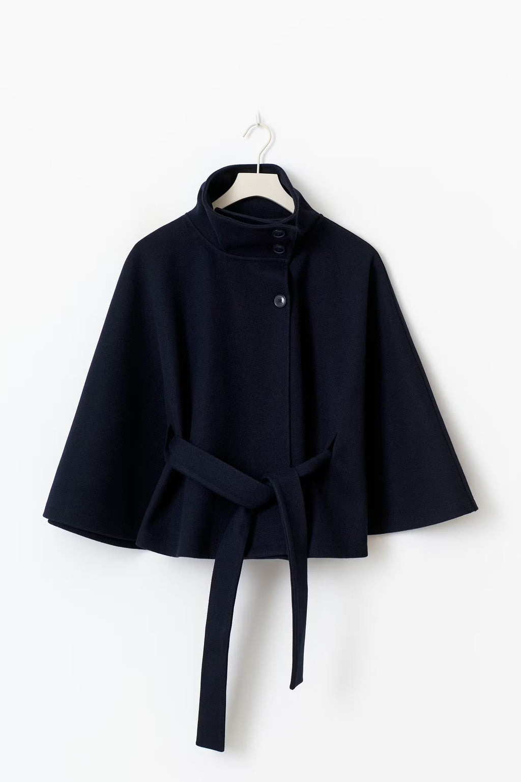 Melina Women's Wool Coat – Chic Stand Collar with Detachable Belt & Easy-Going Fit
