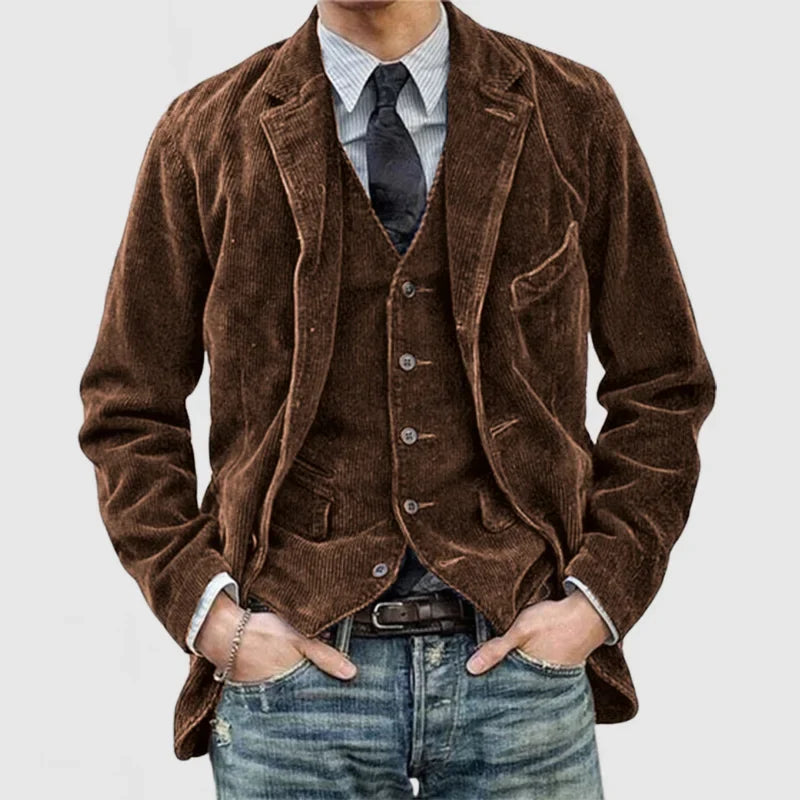 Nathaniel Men's Corduroy Blazer – Elegant, Warm & Versatile with a Modern Vest
