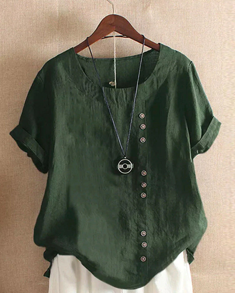 Noelle Women's Blouse – Lightweight Linen Blouse with Button Front & Effortless Natural Look