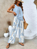 Rosalind Women's Set – Elegant Floral-Print Top & Trousers with a Flattering, Comfortable Fit