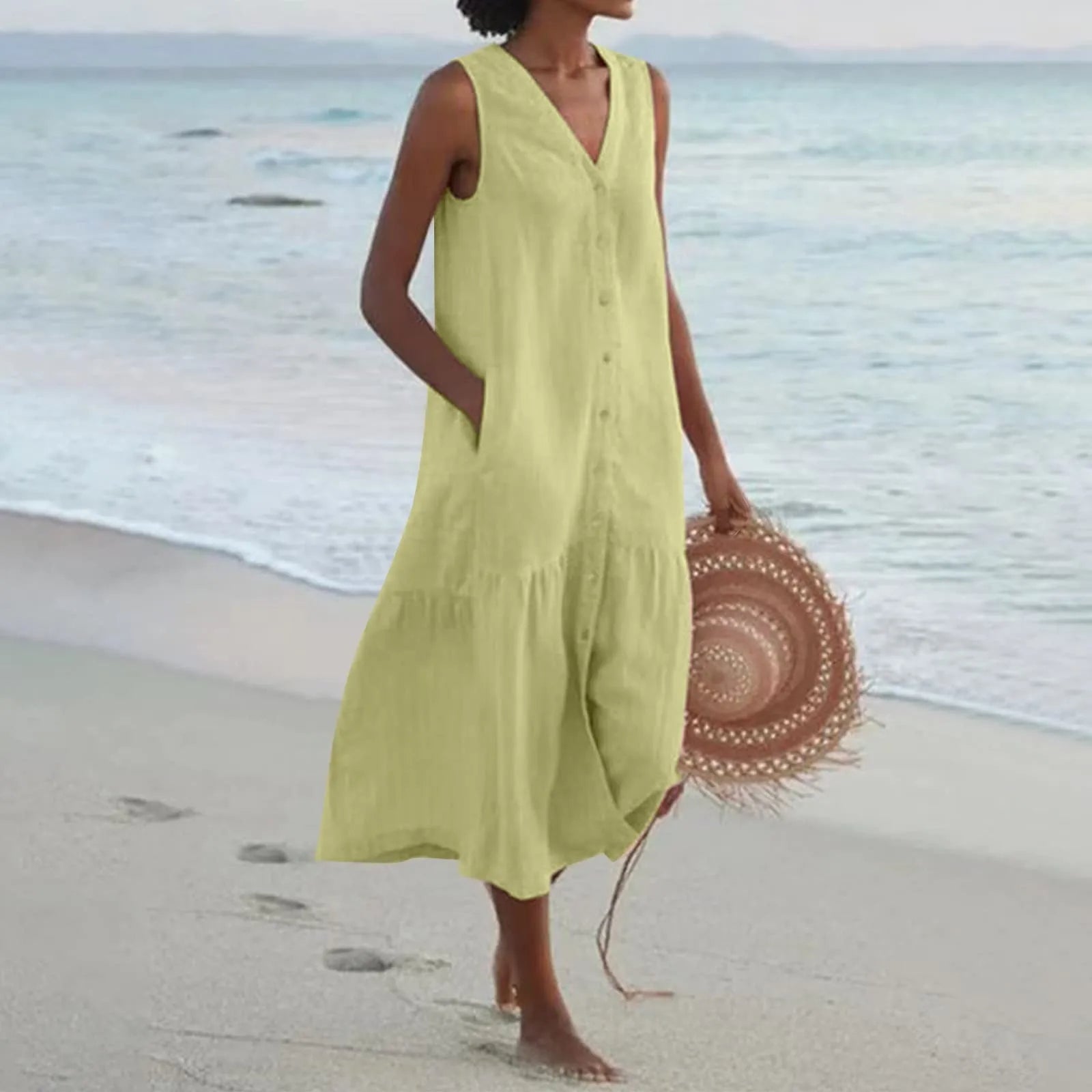 Josephine Women's Summer Dress – Elegant V-Neck Dress with an Airy Fit & Timeless Design