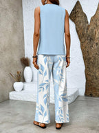 Rosalind Women's Set – Elegant Floral-Print Top & Trousers with a Flattering, Comfortable Fit