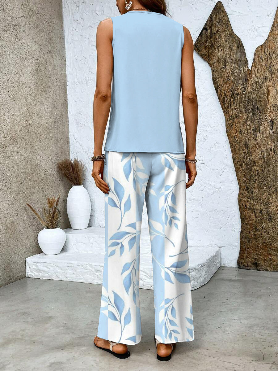 Rosalind Women's Set – Elegant Floral-Print Top & Trousers with a Flattering, Comfortable Fit