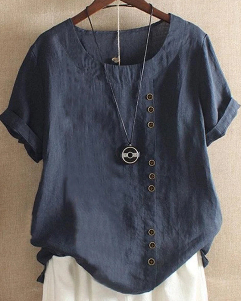 Noelle Women's Blouse – Lightweight Linen Blouse with Button Front & Effortless Natural Look