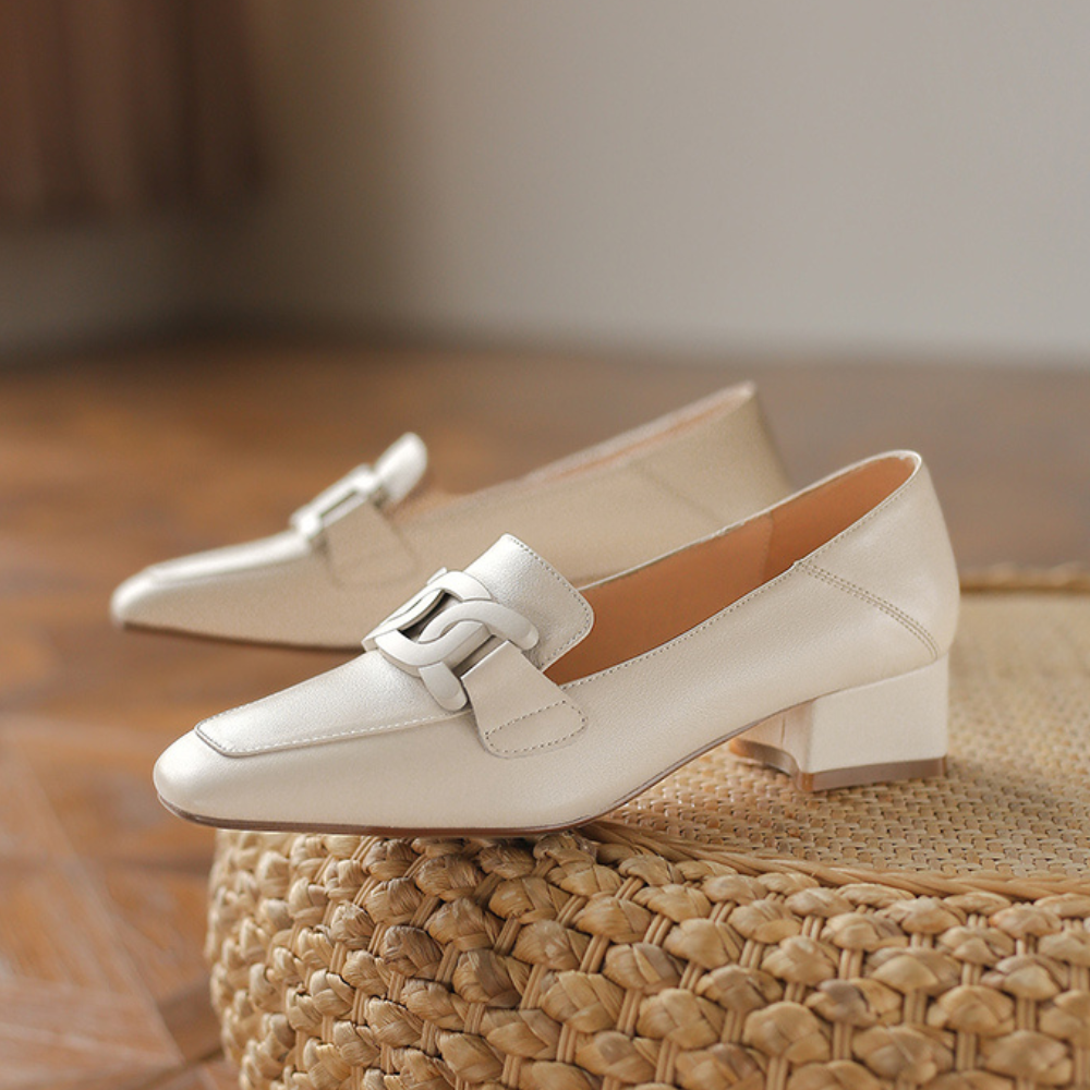 Marielle Women's Mary Jane Loafers – Leather Shoes with a Chunky Heel for All-Day Comfort