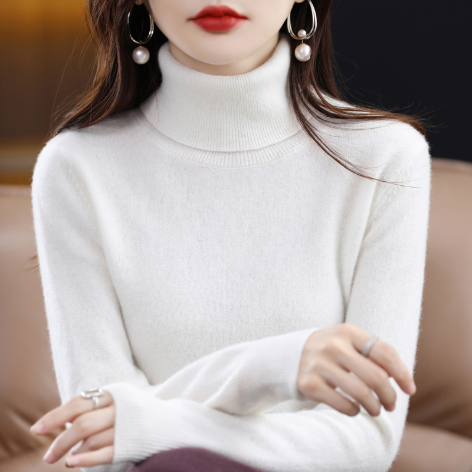 Corinne Cashmere Turtleneck Sweater for Women – Premium Soft Knit for Warmth and Light Comfort