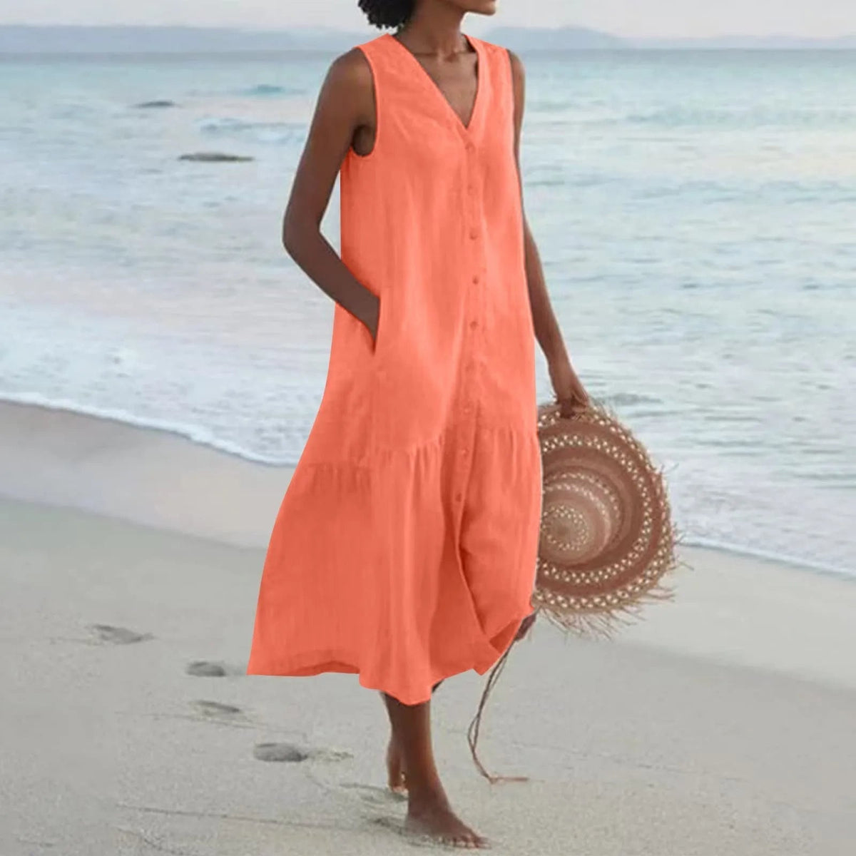 Josephine Women's Summer Dress – Elegant V-Neck Dress with an Airy Fit & Timeless Design
