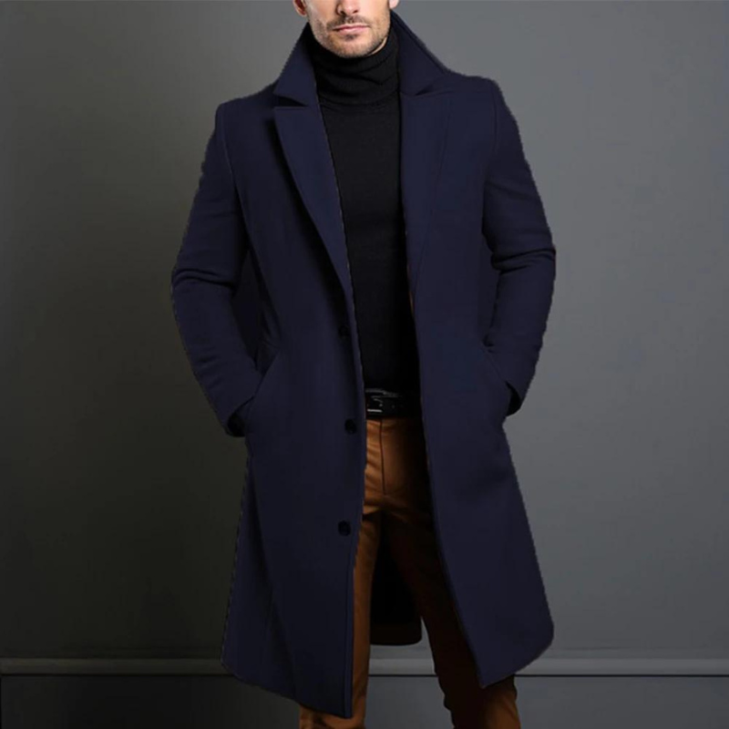 Nathaniel Men's Wool Coat – Classic Cut with Warm, Durable Fabric & Timeless Design