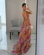 Adeline Women's Long Dress – Floral Summer Dress with Adjustable Closure & Flowing Silhouette