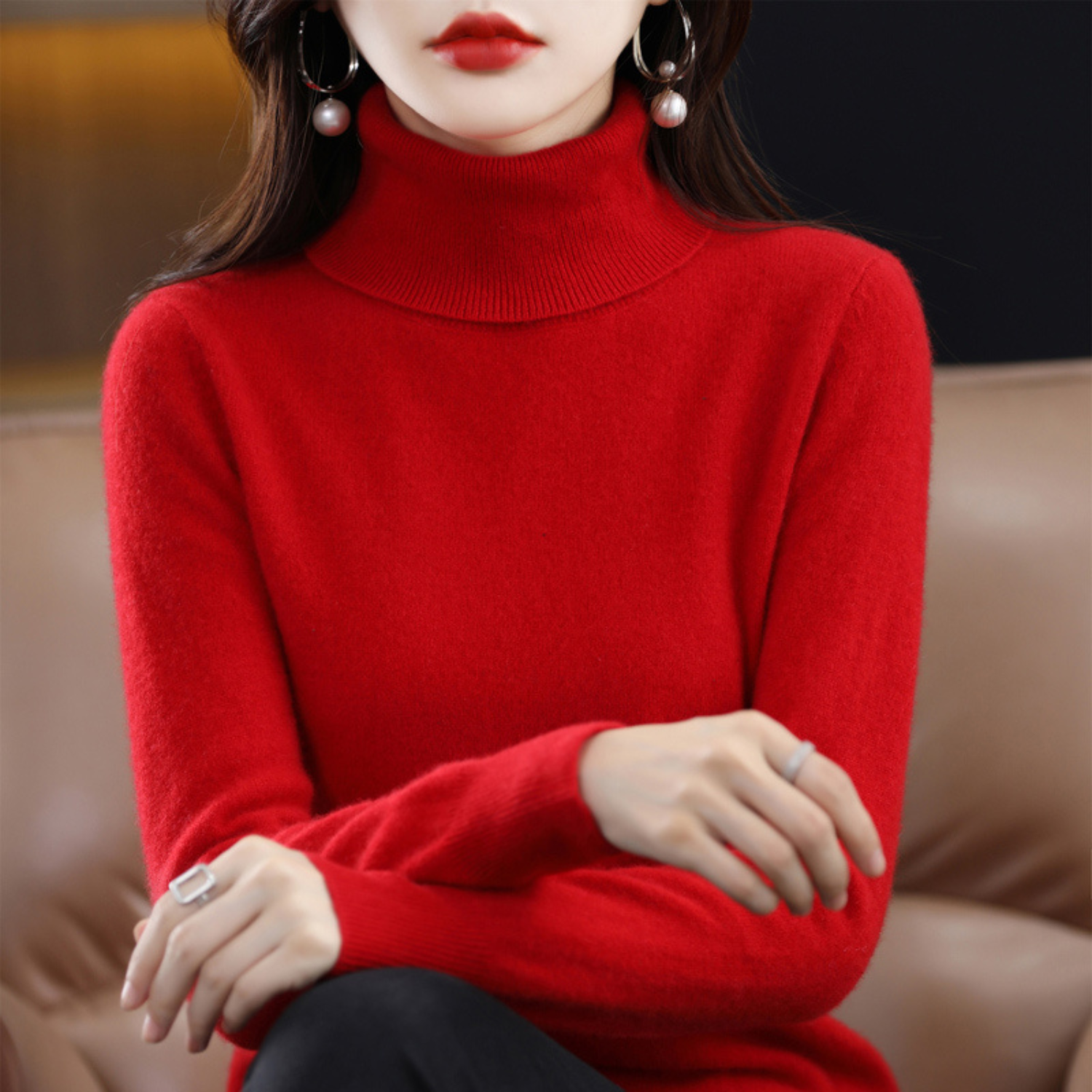 Corinne Cashmere Turtleneck Sweater for Women – Premium Soft Knit for Warmth and Light Comfort