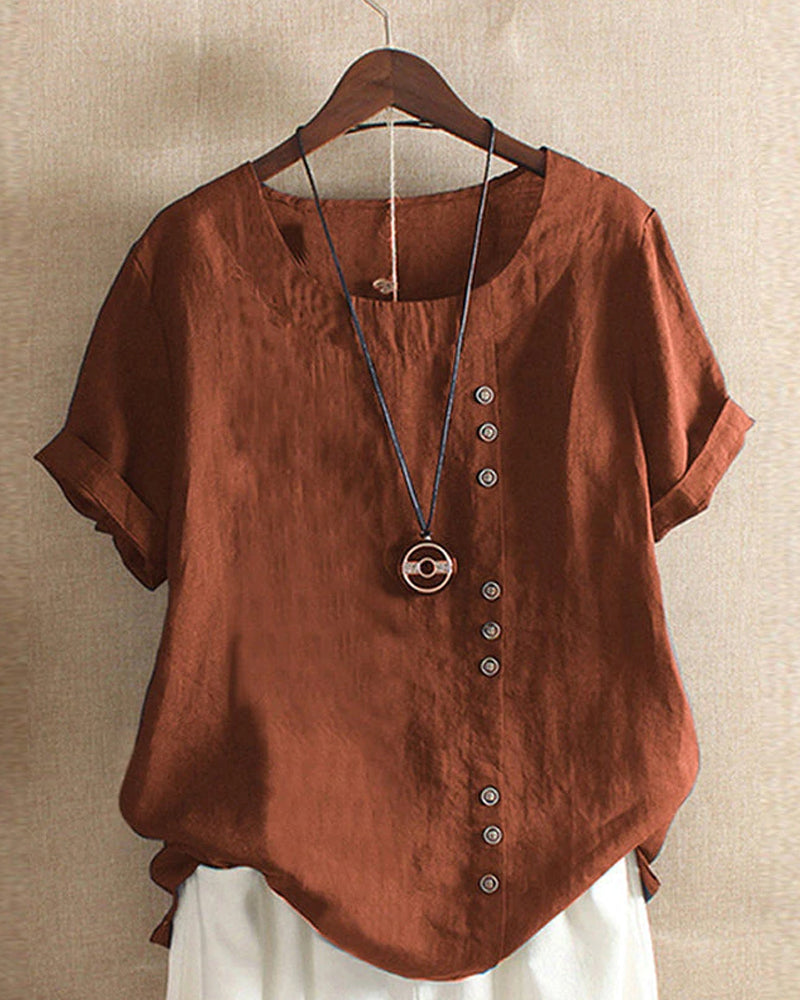 Noelle Women's Blouse – Lightweight Linen Blouse with Button Front & Effortless Natural Look