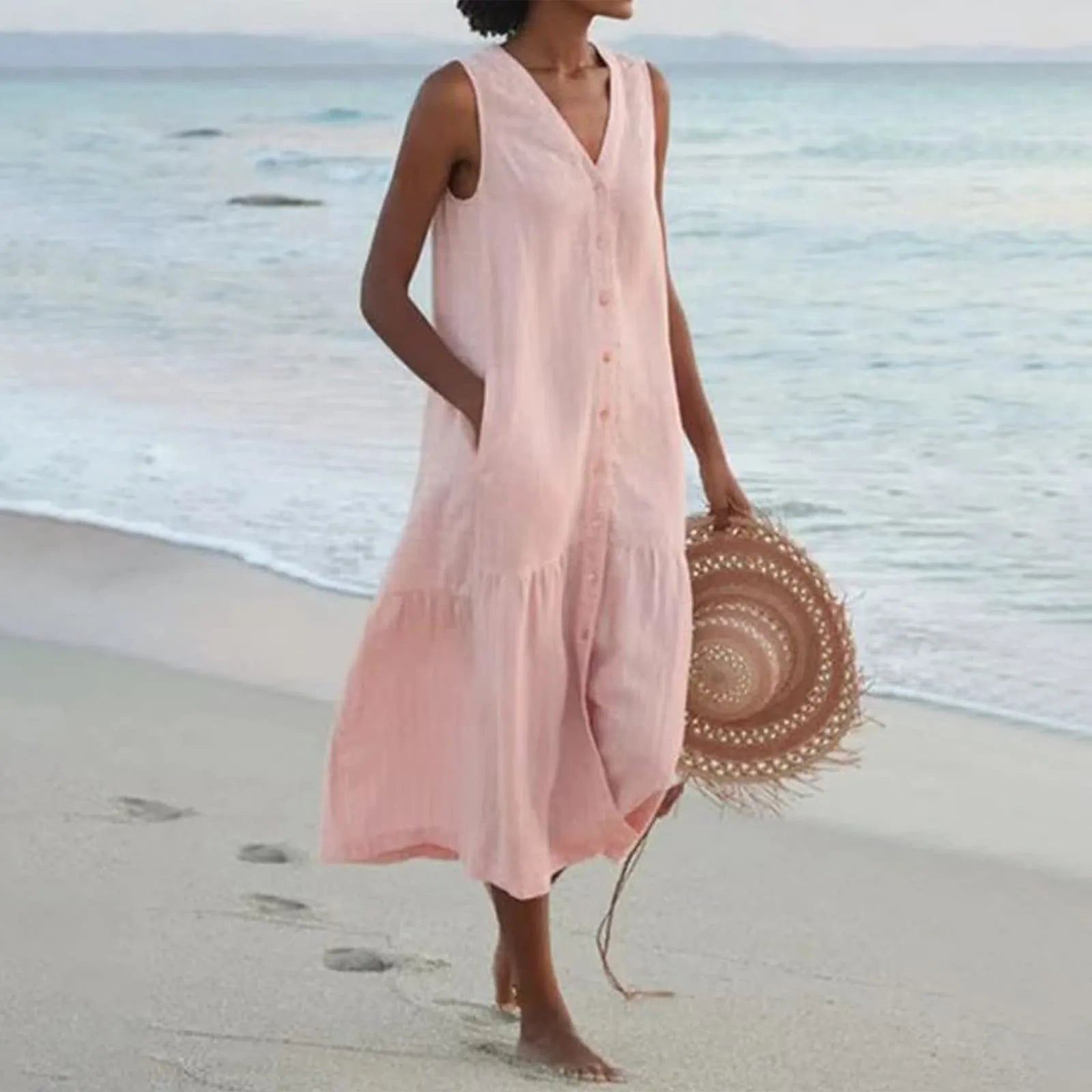 Josephine Women's Summer Dress – Elegant V-Neck Dress with an Airy Fit & Timeless Design