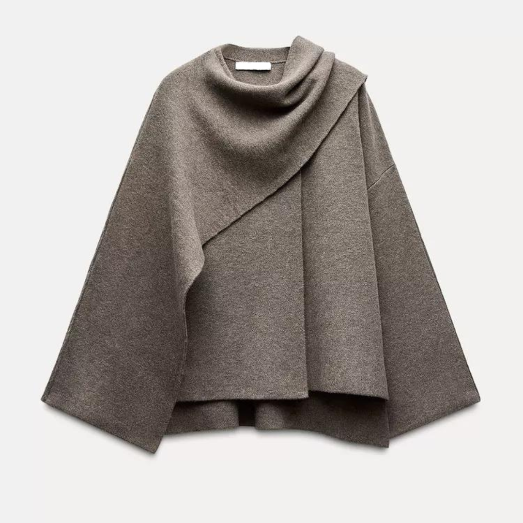 Sienna Women's Poncho – Asymmetric Wool Design, Chic and Perfect for Winter Warmth