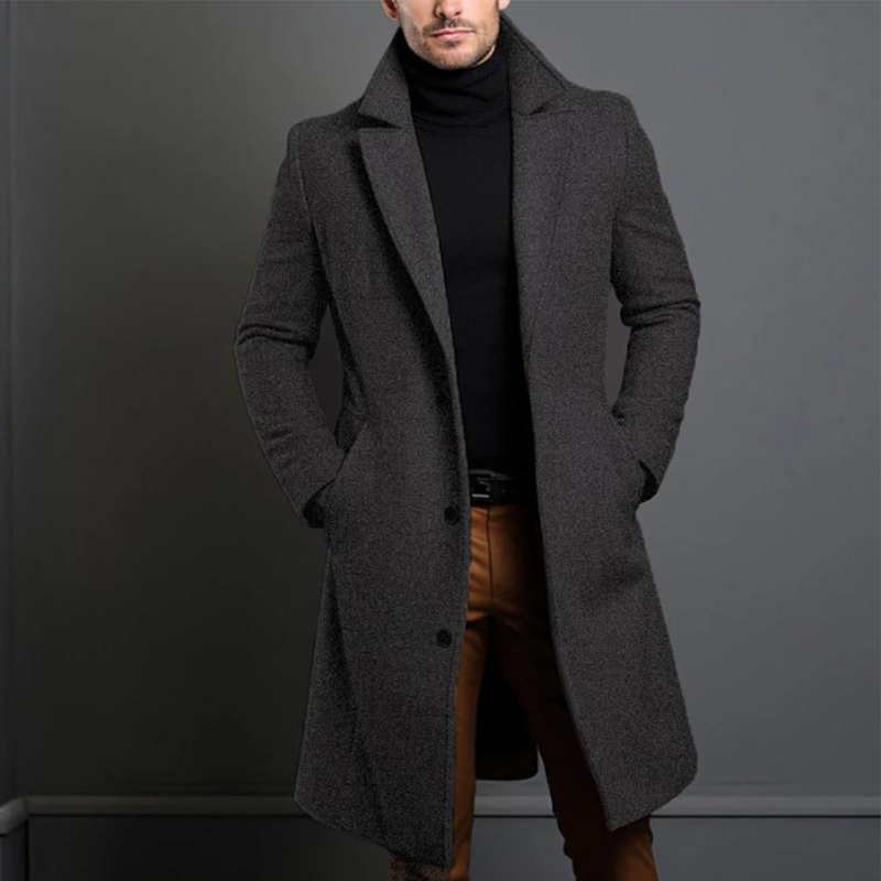 Nathaniel Men's Wool Coat – Classic Cut with Warm, Durable Fabric & Timeless Design