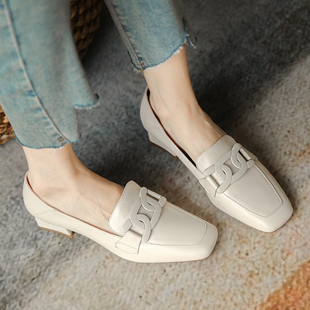 Marielle Women's Mary Jane Loafers – Leather Shoes with a Chunky Heel for All-Day Comfort