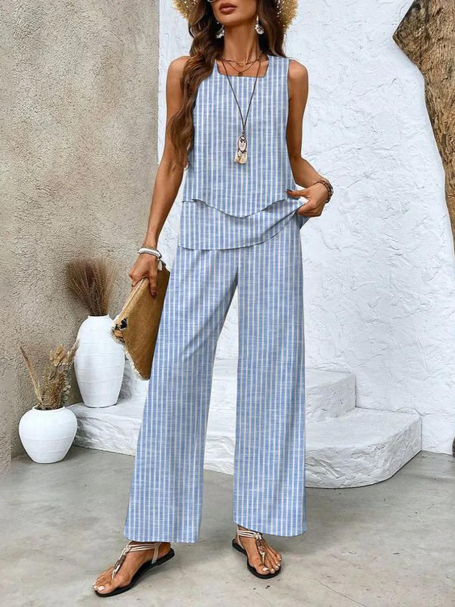 Rosalind Women's Set – Elegant Floral-Print Top & Trousers with a Flattering, Comfortable Fit