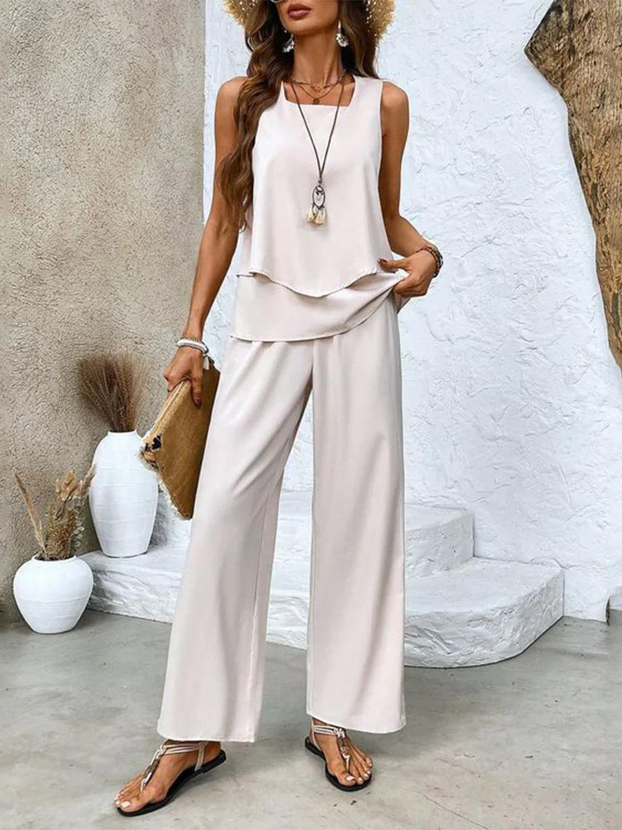 Rosalind Women's Set – Elegant Floral-Print Top & Trousers with a Flattering, Comfortable Fit
