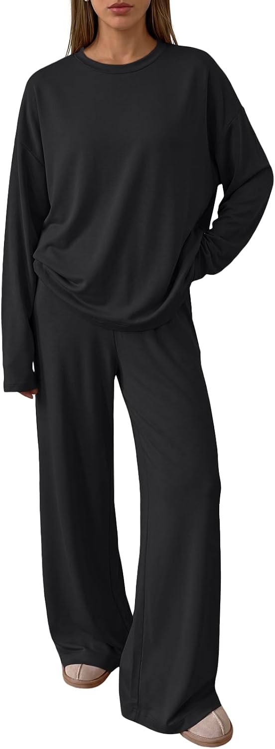 Zoe Women's Two-Piece Lounge Set – Longline Top & Wide-Leg Trousers with Pockets
