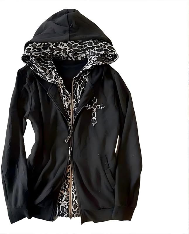 Vivienne Women's Leopard Print Hoodie – Slim Fit, Y2K Style & Soft Fabric