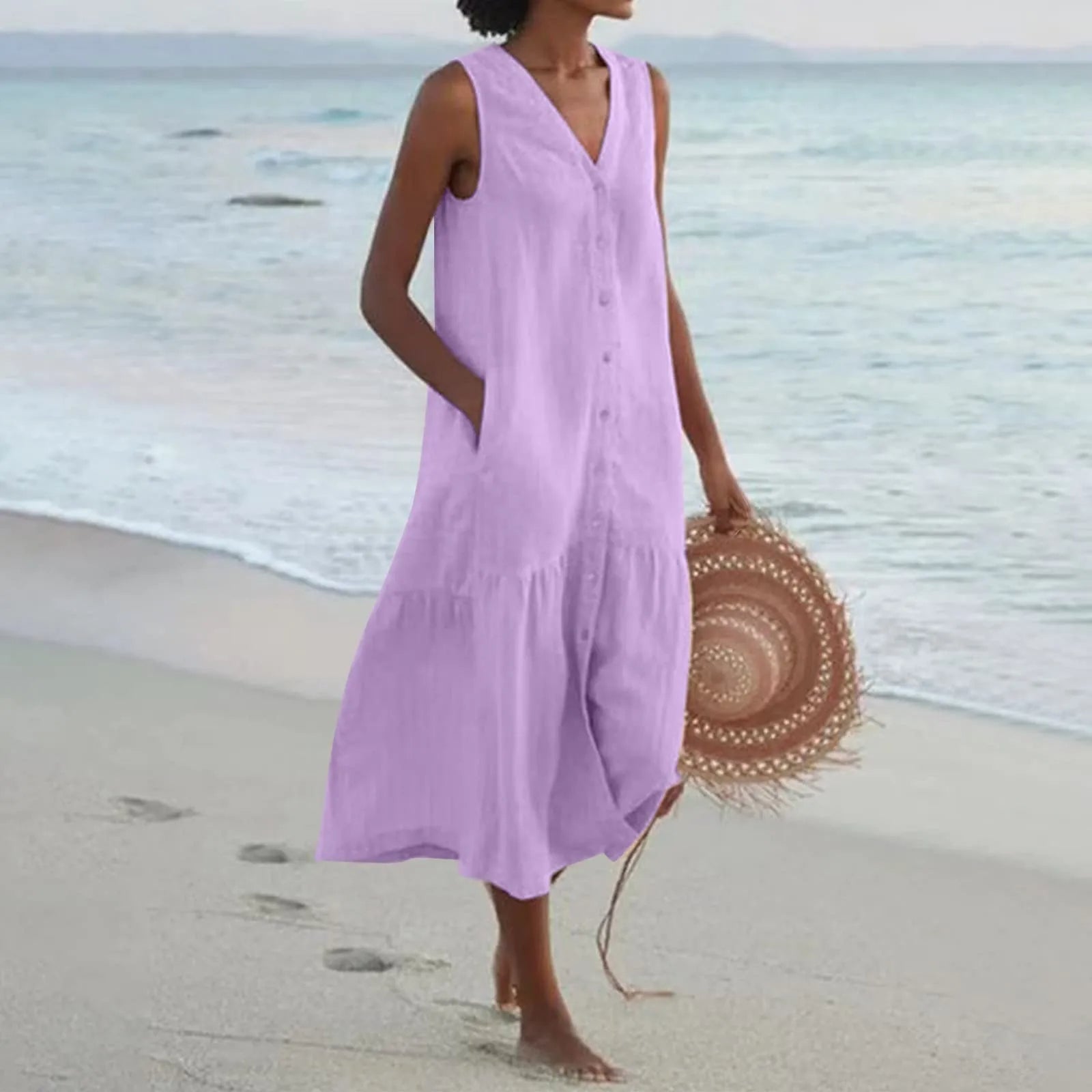 Josephine Women's Summer Dress – Elegant V-Neck Dress with an Airy Fit & Timeless Design