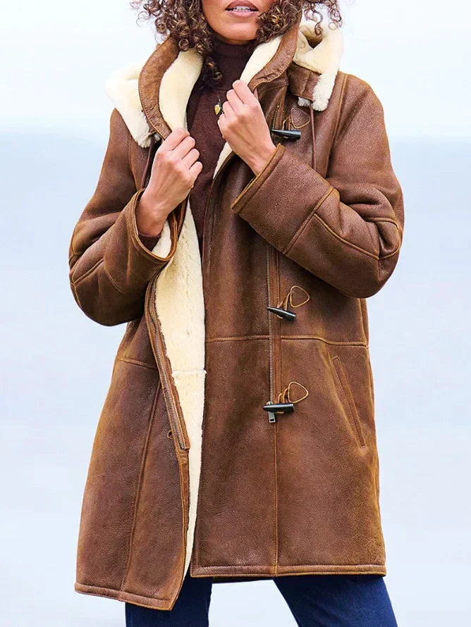 Nadia Women's Hooded Coat – Warm, Relaxed & Stylish for Winter Days