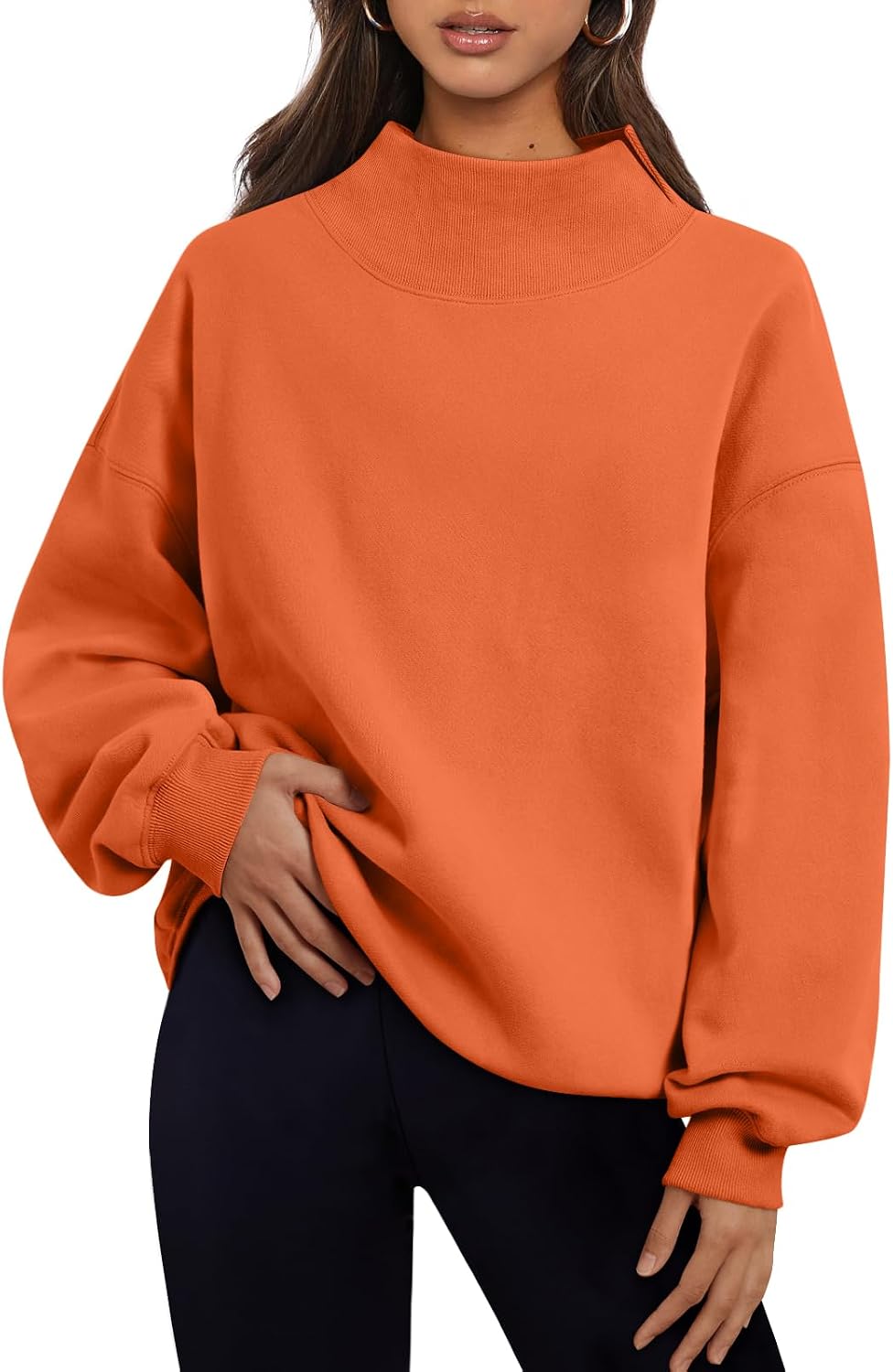 Nina Women's Oversized Fleece Sweatshirt – Asymmetric Neck, Drop Shoulders & Loose Fit