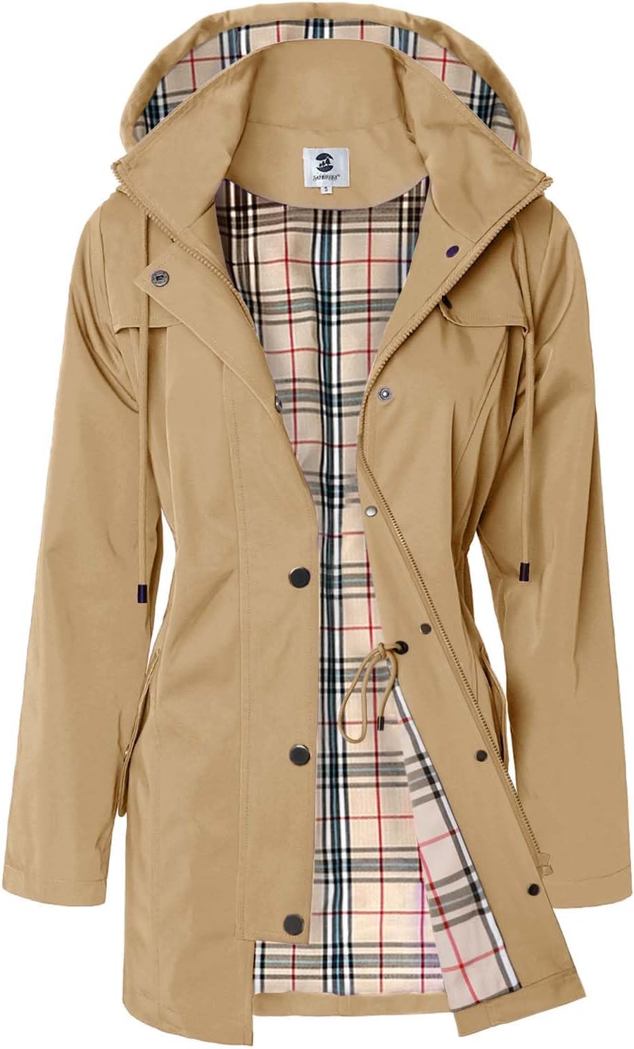 Scarlett Women's Water-Resistant Rain Jacket – Hooded, Drawstring Waist & Snap Pockets