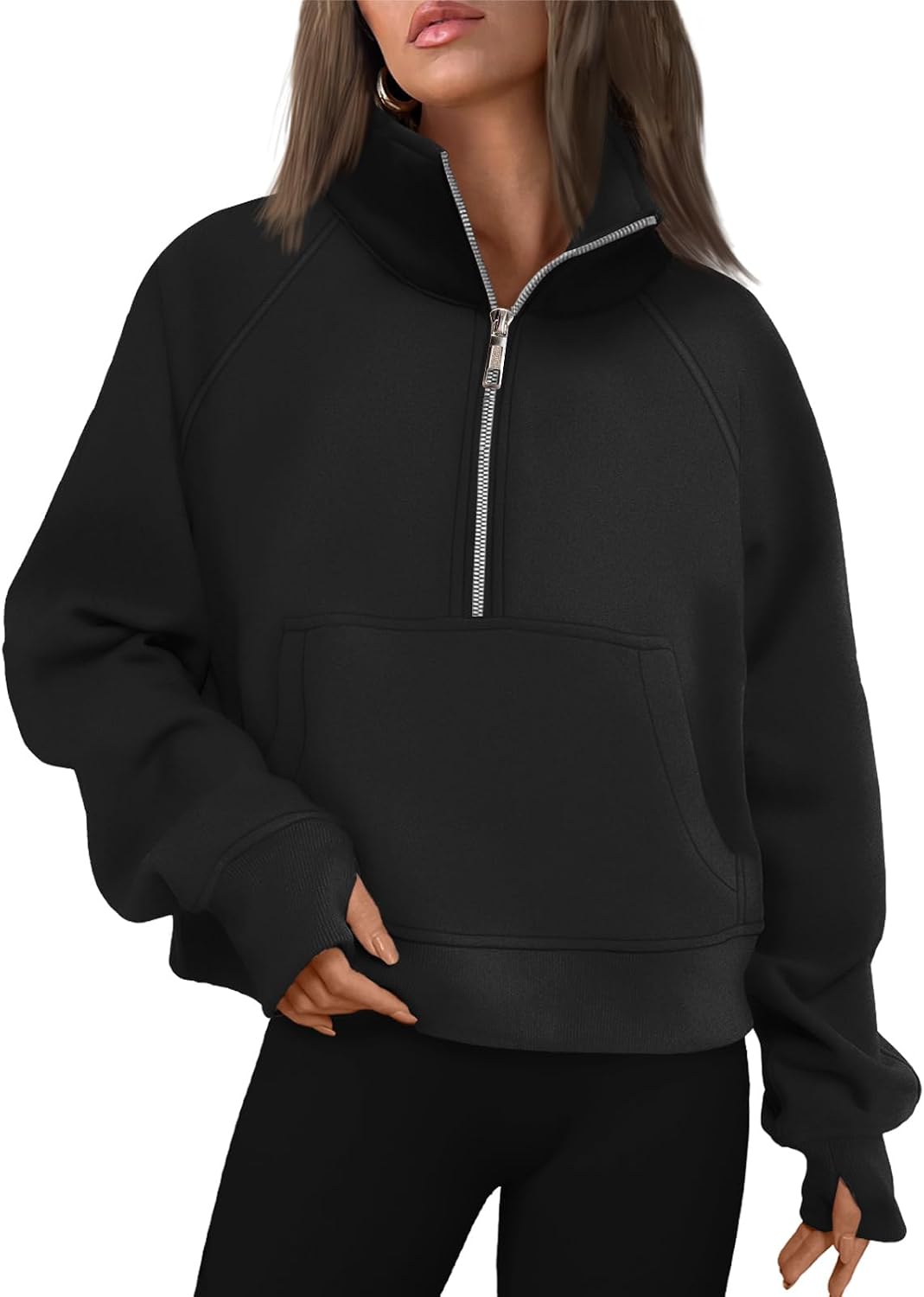 Ruby Women's Fleece-Lined Hoodie – Drop Shoulders, Thumb Holes & Kangaroo Pocket
