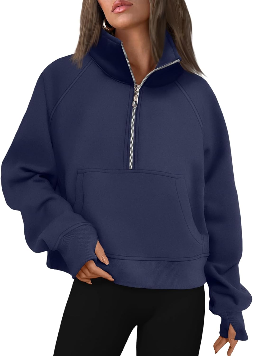 Ruby Women's Fleece-Lined Hoodie – Drop Shoulders, Thumb Holes & Kangaroo Pocket
